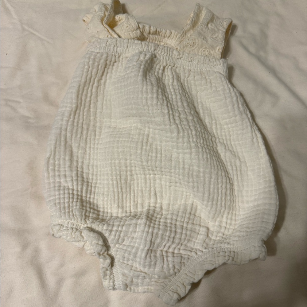 Pink Ruffle Baby One-Piece Romper and Cream boho baby Romper - Picture 5 of 9